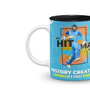 The Desi Monk Rohit Sharma Inside Black Mug with Print | Indian Cricketer Coffee Mug | Mumbai Indians Printed Coffee Mug for Friends | 330 ml, Microwave & Dishwasher Safe| CM-96