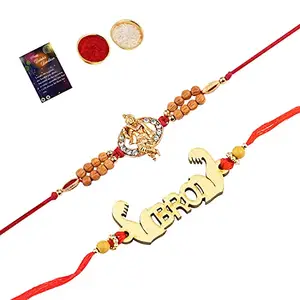 Stylish Bhaiya Rakhi " BRO" Designer Pendent With Designer LookRakhi Combo For Bhaiya With Roli Chawal And Greeting Card -676