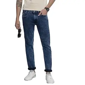 The Indian Garage Co Men Slim Straight Fit Solid Mid-Rise Stretchable Jeans