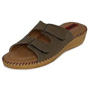 1 WALK Comfortable DR Sole Women-Flats/Sandals/Fancy WEAR Original/Casual Footwear-Khaki @@2121B-36