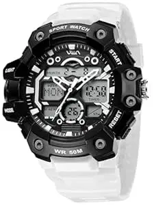 V2A Stryke 53mm Analog Digital Sports Watch for Men | 3 Alarms & Countdown Timer | Layered Multi-Display Dial | Stopwatch, Dual Time, Day-Date | TPU Strap | 50M Water Resistant | Gift for Men