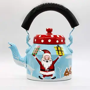 iHandikart Handpainted Designer Aluminium Kettle For Tea/Coffee,Home Décor Diwali Gift Purpose, Capacity 1L, Size 8.5
