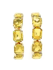 KARATCART Gold-Plated Contemporary Yellow Hoop Earrings for Women (33038599)