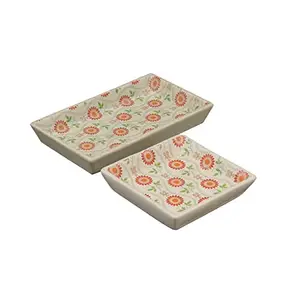 Miah Decor Miah Décor “Dahlia Collection Stoneware/Ceramic Handcrafted Platters -Pack of 2 (Microwave/Dishwasher Safe;MD-171;5
