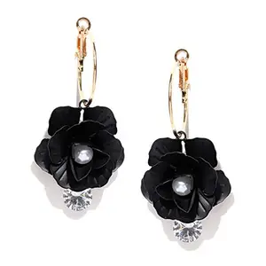 Jewels Galaxy Exclusive Elegant Floral Design AD Rose Gold Plated Delightful Drop Earrings Jewellery For Women & Girls (FMYN-ERG-35285)