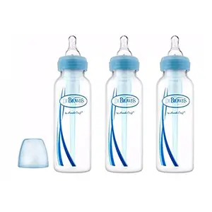 Dr. Brown's Narrow Neck Options Blue Plastic Bottle (250 Ml, Pack of 3, Blue)