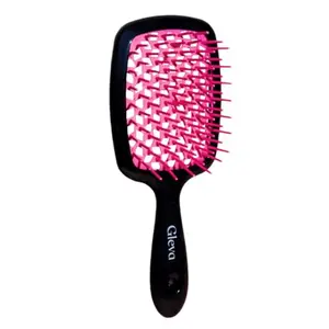 Gleva Hair Brush Detangling Comb for Pain Free Brushing for Wet & Dry Hair | Paddle Hair Brush with Anti Static Bristles For Reduced Hairfall | Pain Free Knot Detangler For All Hair Types (Black Pink)