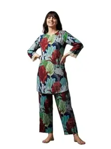 Winza Designer Floral Printed Cotton Blend Cord Set for Women | Kurta Set for with Pant | Co ord Set for Women Stylish| Plus Size Kurti Set for Women (S to 6XL)