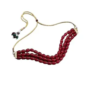Fashion Jewellery Sets for Women Crystal Choker Necklace Jewellery set For Girls/Women (Red)