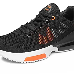 Lancer Mens RAMBO-144 Black/Orange Running Shoe - 9 UK (RAMBO-144BLK-ORG-43)