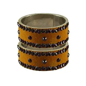 Vidhya Kangan Dark Brown Stone Stud Brass Bangle (ban12693-2.2)