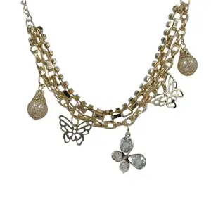 THE OPAL FACTORY Gold-Plated AD Trendy Bracelet With Butterfly Charms And Danglers For Women And Girls Modern (Gold)