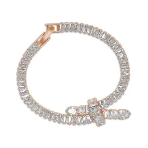 The Opal Jewels Rosegold Polish White Criss Cross Bracelets | 18k Gold Plated | Trendy, Lightweight & Comfortable |Stylish & Tarnish-Resistant | Qty : 1pc