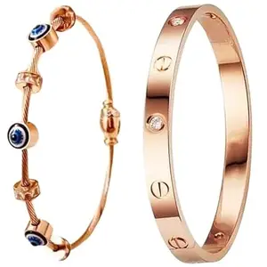 MIAMI evil eye bracelet for women stylish Evil Eye Bangles for women Anti Tarnish Adjustable hand Rose gold Bracelet for girls Kada for Women Magnet Accessories Jewellery friendship crystal combo