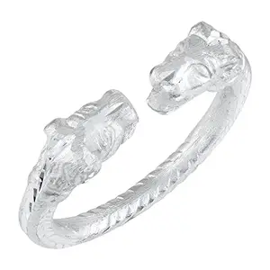 Memoir Silver plated Stainless steel Hand-carving Roaring Lion head design Fashion kada Men (KDNI8201)