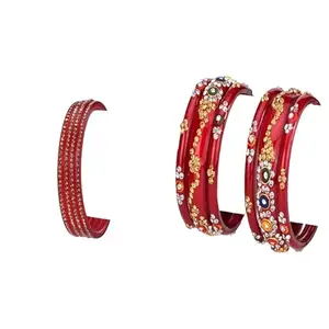 Somil Classic Combo Glass Bangles | Simple Chudi Set For Women & Girls | Daily Use & Special Occasions, Pack Of 10, Red -K374