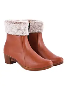 Shoetopia womens BT-Fur Tan Ankle Boot - 8 UK (BT-Fur-Tan)