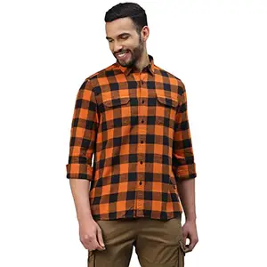 Royal Enfield Style Check Shirt Orange