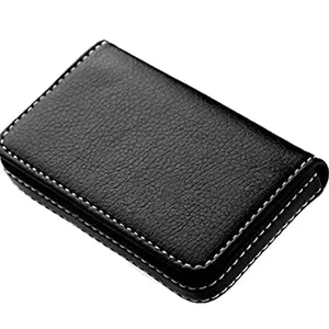 Stealodeal Full Black Leather Card Holder