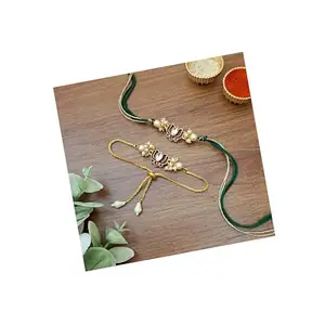 meryCraft Multicolour Brass Fancy Bracelet Style, Beautiful Traditional Rakhi Set Combo for Bhaiya and Bhabhi (Set of 2) 2025-005