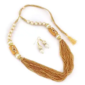 Jewar Mandi Necklace Set With Pair of Earrings Set Beautiful Kundan Pearl Polki Jewelry