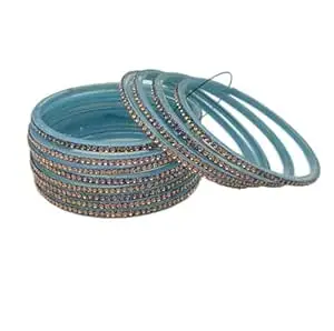 HOUSE OF BANGLEZ Women’s Stone Studded Bangle Set Set of 12 Traditional Bangles