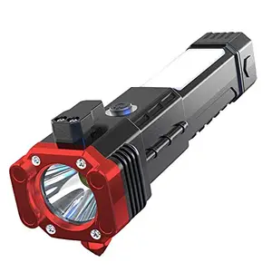 ZZ LAZYCOTTAGE Portable LED Flashlight Multifunctional Work Light Power Bank Emergencies Safety Hammer Waterproof with Sidelight 4 Light Modes for Car Outdoor Camping Hiking Travelling Torch Lights