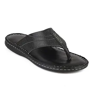 IVRAH Vegan Synthetic Leather Slipper Flip Flop Stylish Footwear for Men (Black) Size - 10