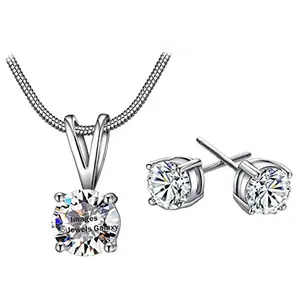 Jewels Galaxy Crystal Elements Limited Edition Delicate Designed Platinum Plated Splendid White Pendant Set Jewellery For Women & Girls (SMNJG-CB-MIX-4018)