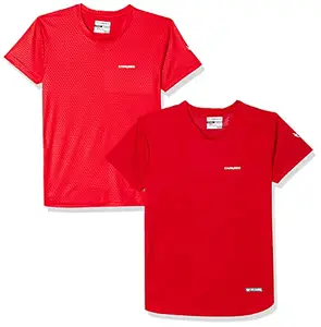 Charged Active-001 Camo Jacquard Round Neck Sports T-Shirt Red Size Xs and Charged Energy-004 Interlock Knit Hexagon Emboss Round Neck Sports T-Shirt Red Size Xs