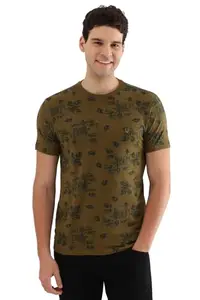 Allen Solly Men's Slim Fit T-Shirt (ALKCCUSGFH34045_Brown