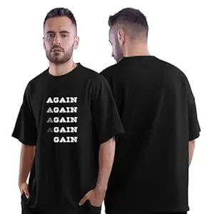 DUDEME Unisex Cotton Gym T Shirt | Oversized Workout T Shirt for Men & Women | Black Gym Tshirt | Loose Fit Gym Wear for Workout, Training & Fitness