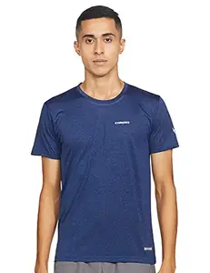 Charged Active-001 Camo Jacquard Round Neck Sports T-Shirt Dark-Grey Size Medium And Charged Brisk-002 Melange Round Neck Sports T-Shirt Indigo Size Medium