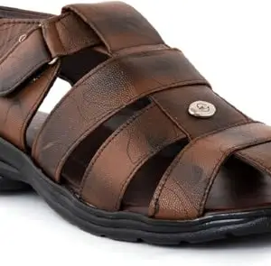 Men's Fashion Synthetic Leather Casual Sandal (BROWN SANDAL 6-7 N)