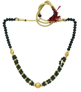 COLOUR OUR DREAMS Ethnic Traditional Maharashtrian black Beads Tanmaniya Marathi mangalsutra Pendant Necklace with Chain For Women.(MAH-mangalsutra no.25)