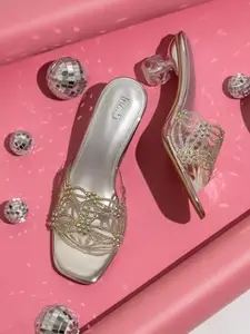 Inc.5 Women Silver Embellished Party Block Heels