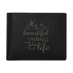 TheYaYaCafe Yaya Cafe Inspirational Gift, Beautiful Day Great Life Quotes Beautiful Day Quote Men's Leather Wallet Voguish - Black | Corporate Gifts for Office, Employees, Clients, Men