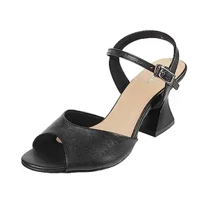 Mochi Women Black Chunky Heel Fashion Sandal UK/4 EU/37 (40-164)