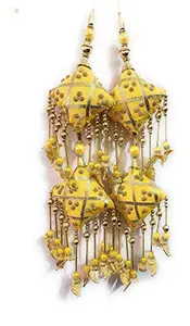 Libas Fashion Latkan for Women Wedding Handmade Hanging Bridal Heavy Tassels Lehange Fancy Color Yellow 2 PC