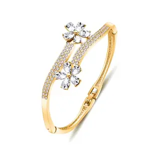 Shining Diva Fashion Valentine Gift For Girlfriend Latest Stylish Gold Plated Crystal Bangle Bracelet for Women and Girls (16282b)