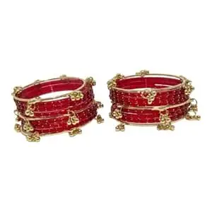 BANGLESKART Kashmiri Ghangharoo Glass Bangle Set for Women| Light Weight Bangles | Traditional Transparent Fancy Glass Chudi Set for Wedding, Party(Set Of 18)