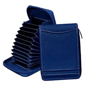 MATSS Leathrette Card Holder for Men and Women with 12 Credit & Debit Card Slots Enclosed with Zipper Closure