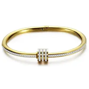 MYKI Glamorous Diamond Gold plated Bracelet Kada For Women & Girls (2.4Inch Diameter)