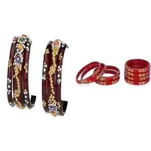 Somil Elegant Combo Bangles For Women & Girls | Stylish Bangles Set For Everyday & Functions, Pack Of 14, Maroon, Red -B467