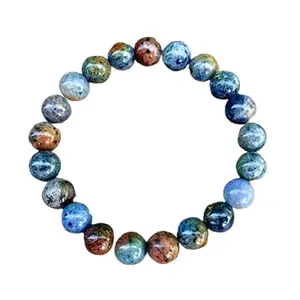RRJEWELZ Natural Sunset Dumortierite 8mm Round Shape Smooth Cut Beads 6.5 Inch Stretchable Bracelet for Men & Women.|STBR_RR_08471_6.5