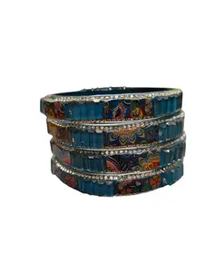 Beautiful and traditional bangles, teel blue 4 peice set, perfect for every occasion (2.4)