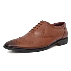 ARAMISH Tan Genuine Leather Brogue Formal Shoes for Men - 10 UK