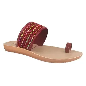Aeroblu Maroon Synthetic Checkered Thong Strap Flip-Flops Slipper For Women & Girls (AEPRL1-MAROON-39)