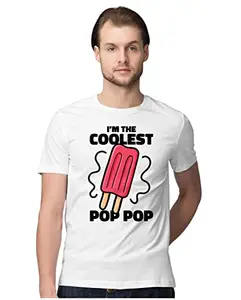 Men's Regular Fit T-Shirt I'm The Coolest Pop Pop - Ice Cream 100% Cotton T-Shirt White; _IMCOOLPMEN-White S Men Round_bz