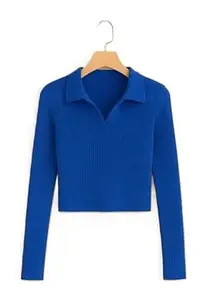 Trendy Ribbed Collar Crop Top for Women with Stylish Fit and Comfort